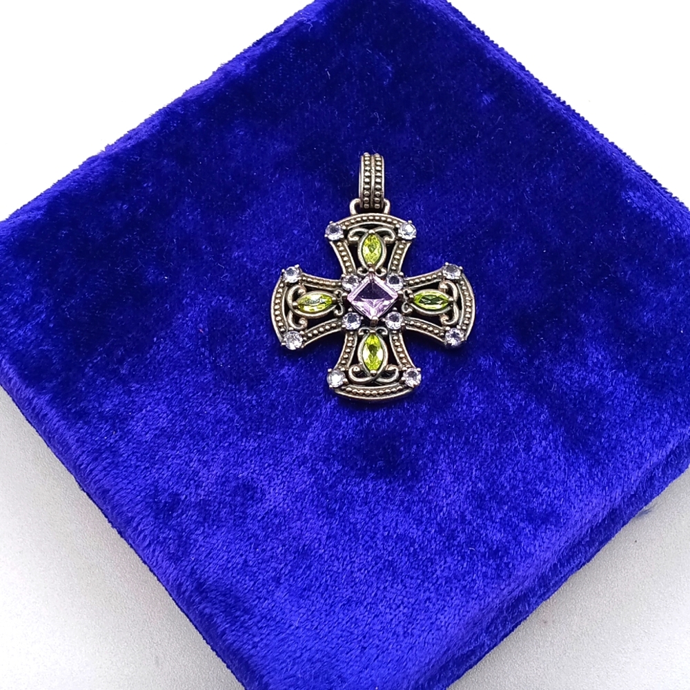 Sterling Silver 925 Citrine and Amethyst Pendant